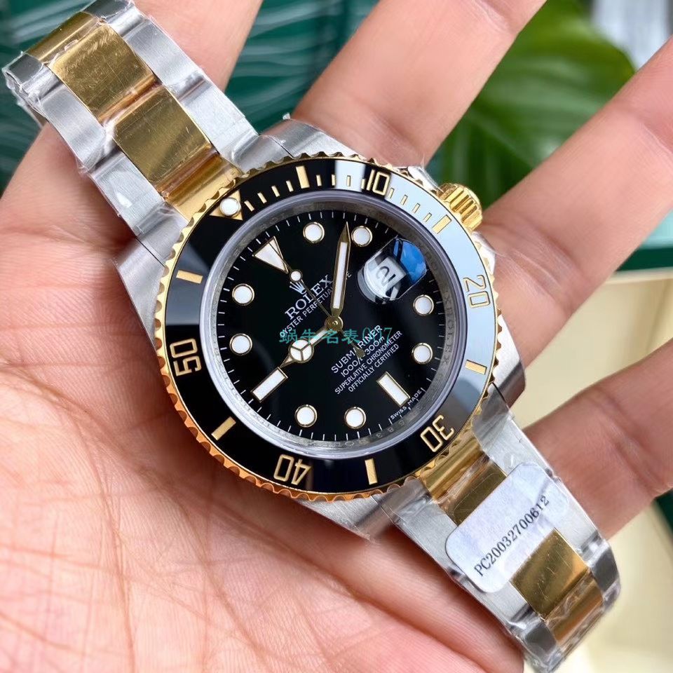  TOP  copy customized 包金ETA Movement  Rolex  Submariner 型116613-LN-97203 Replica Copy 间金 Submariner 黑盘 wrist watches  / R596