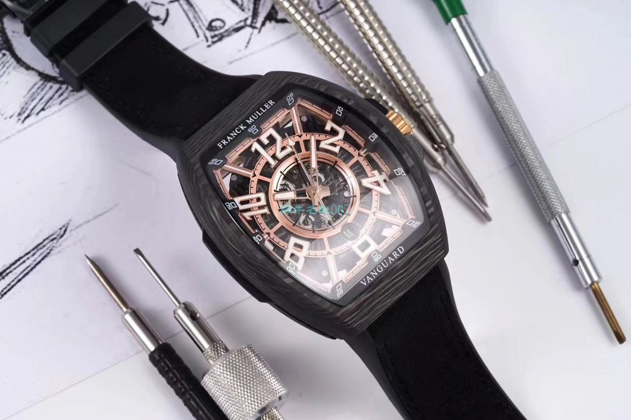 TW Factory 推出 Replica Copy 法穆兰 carbon fiber WPHH 2020 Vanguard™ Racing镂空系列 wrist watches  / FL070