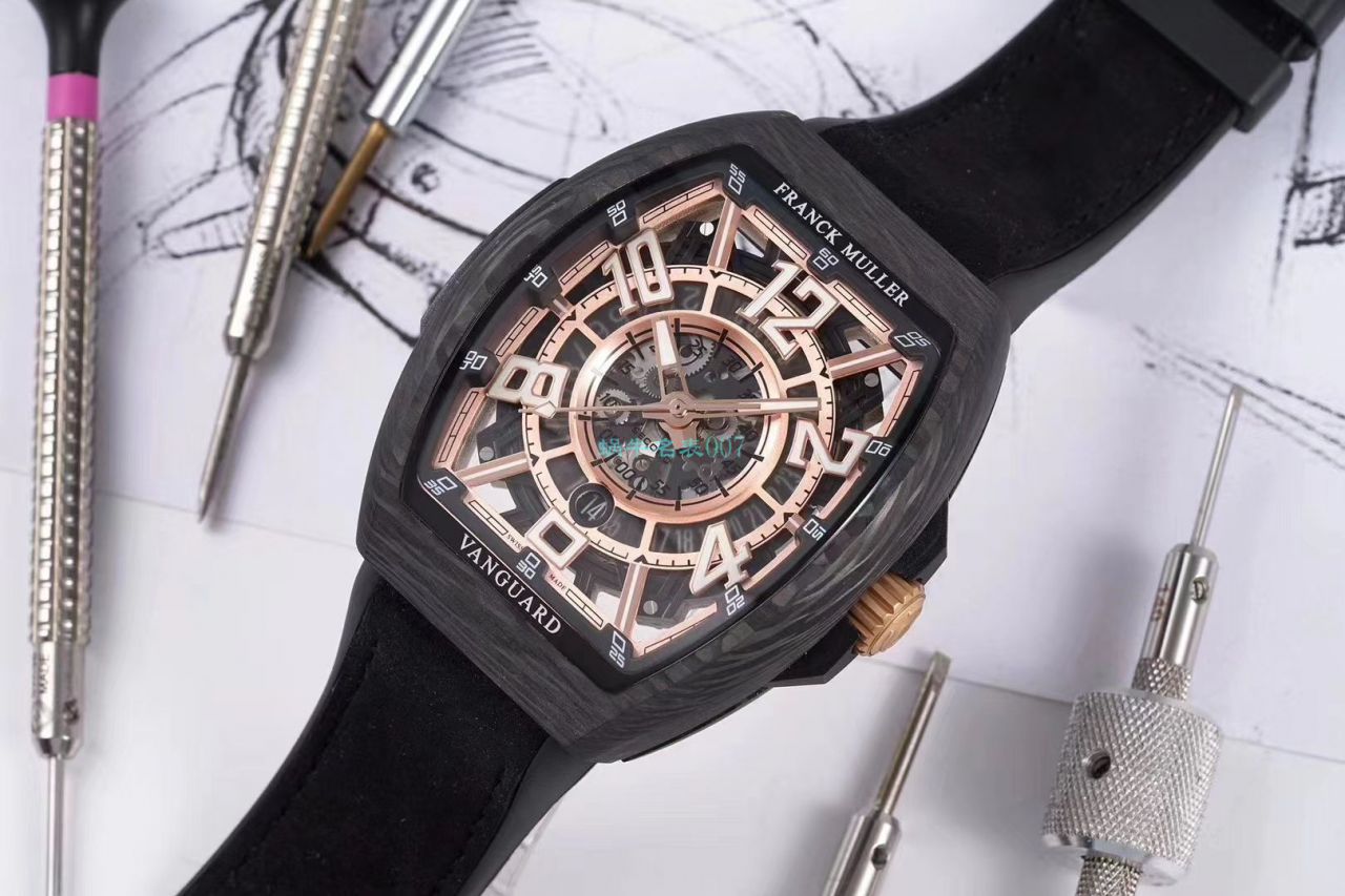 TW Factory 推出 Replica Copy 法穆兰 carbon fiber WPHH 2020 Vanguard™ Racing镂空系列 wrist watches  / FL070