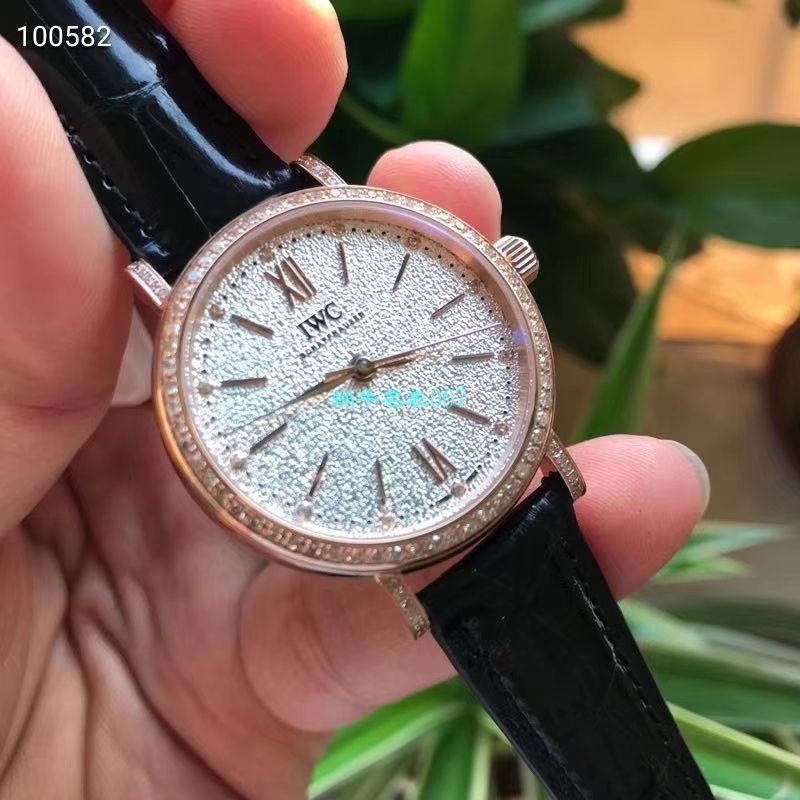 渠道原单 IWC 柏涛菲诺真钻瑞士 Movement 女表IW357406 wrist watches  / WG530