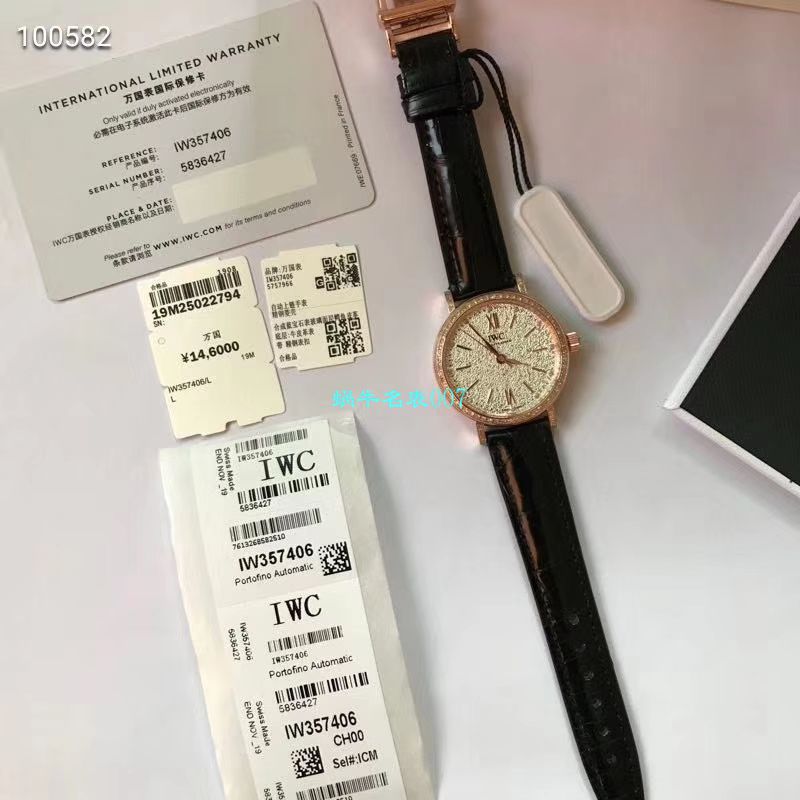渠道原单 IWC 柏涛菲诺真钻瑞士 Movement 女表IW357406 wrist watches  / WG530