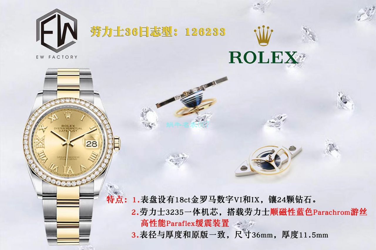 EW Factory  Rolex  top  Replica Copy 36 Datejust m126283rbr-0012，m126281rbr-0016，m126284rbr-0024 wrist watches  / R601