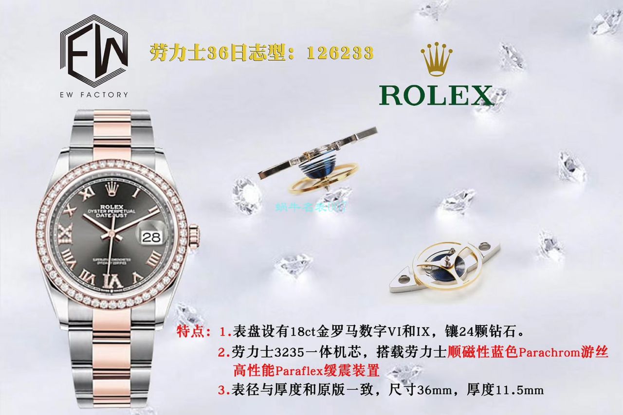 EW Factory  Rolex  top  Replica Copy 36 Datejust m126283rbr-0012，m126281rbr-0016，m126284rbr-0024 wrist watches  / R601