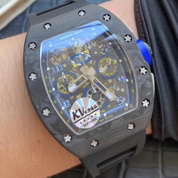 KV台湾 Factory V2升级版锻造 carbon fiber  RICHARD MILLE  Replica Copy  Watches 男士系列RM 011 wrist watches 