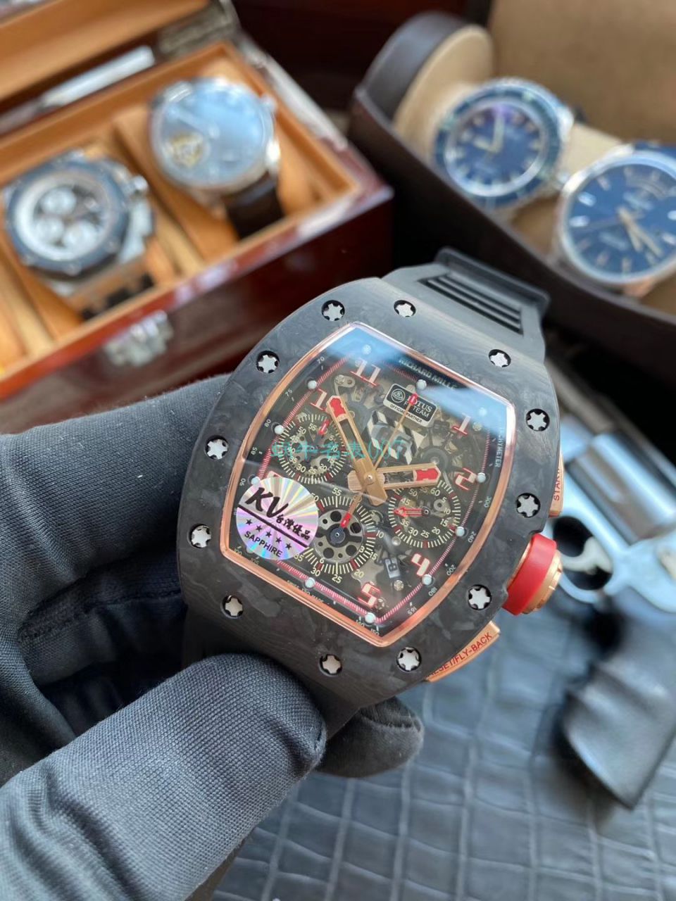 KV Factory V2升级版 RICHARD MILLE  Replica Copy 锻造 carbon fiber RM 011 LOTUS F1 TEAM wrist watches  / KVRM011V2A