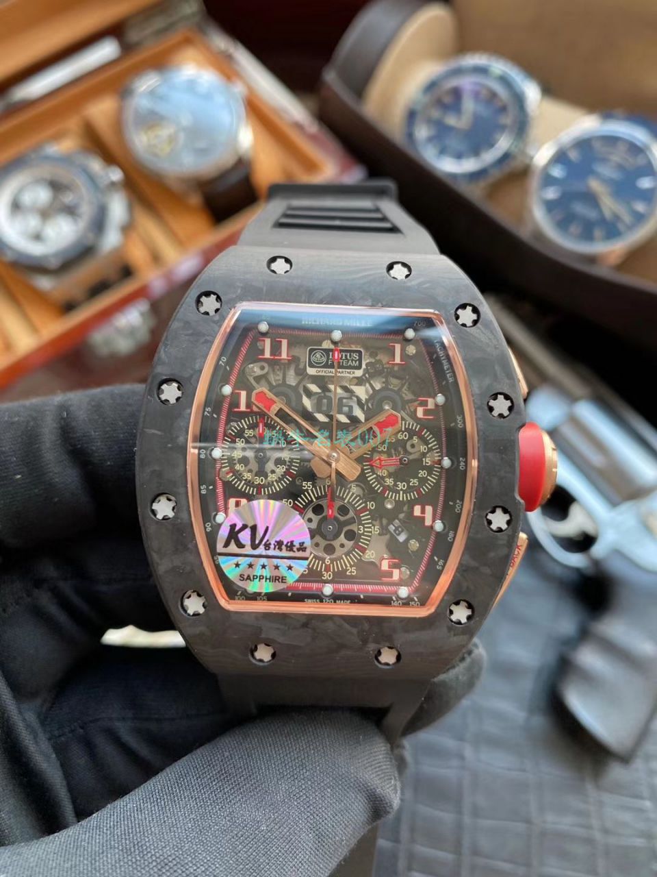 KV Factory V2升级版 RICHARD MILLE  Replica Copy 锻造 carbon fiber RM 011 LOTUS F1 TEAM wrist watches  / KVRM011V2A