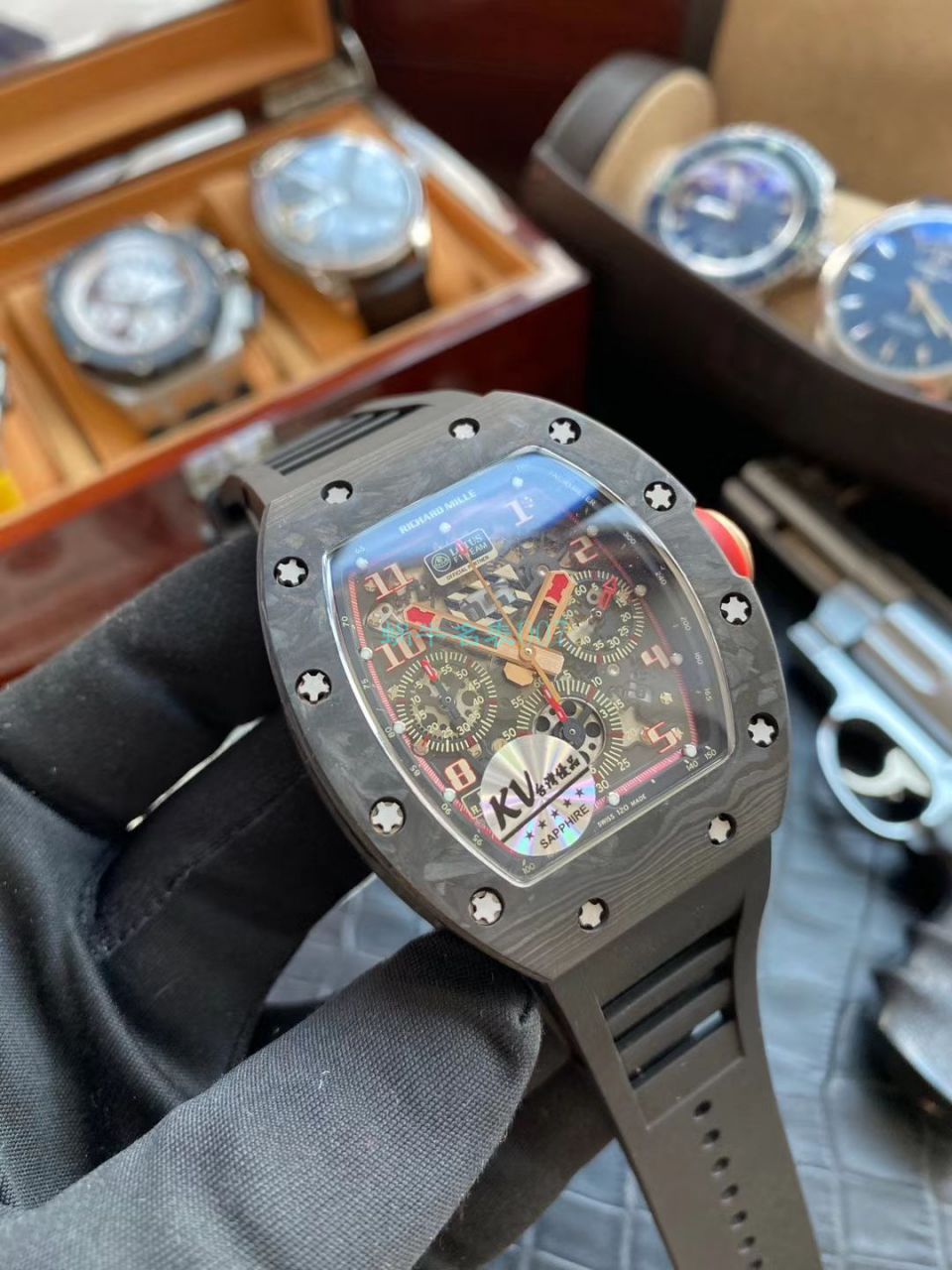 KV Factory V2升级版 RICHARD MILLE  Replica Copy 锻造 carbon fiber RM 011 LOTUS F1 TEAM wrist watches  / KVRM011V2A