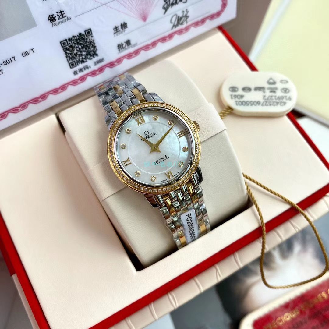 渠道原单真钻OMEGA碟飞女表424.25.27.60.55.001 wrist watches  / M699