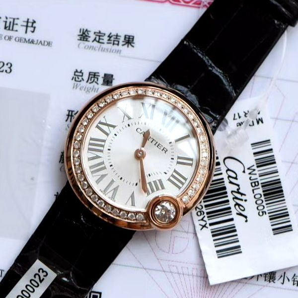  TOP  copy customized 真钻女表 Cartier   Replica Copy BALLON BLANC DE  Cartier 系列WJBL0005 wrist watches 