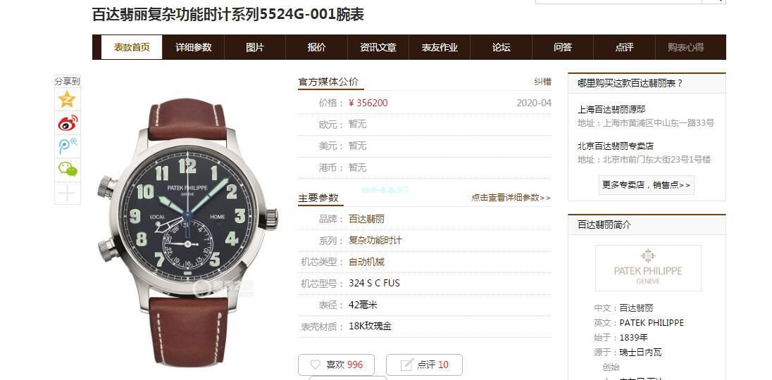 GR Factory  PATEK PHILIPPE  Replica Watches 复杂功能时计V2升级版5524G-001,5524R-001 wrist watches  / BD296