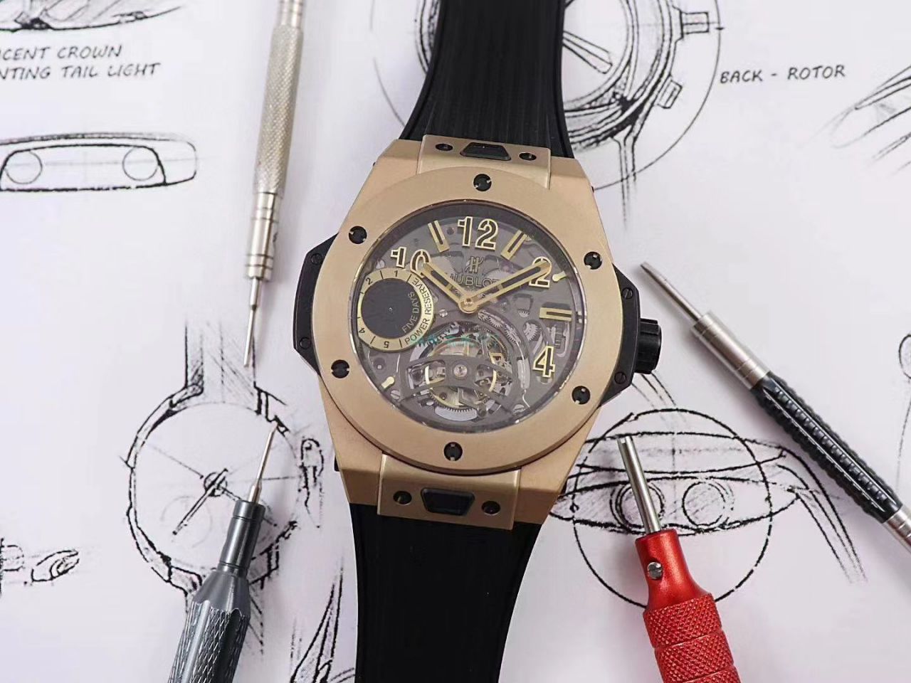 MJ Factory  Replica  hublot BIG BANG Tourbillon  Watches 405.MX.0138.RX，405.OX.0138.LR，405.CI.0110.RX wrist watches  / YB097
