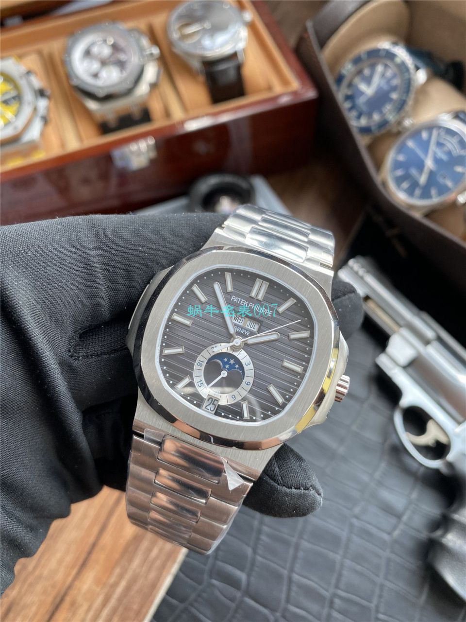 评测V9 Factory 真月相 Replica Watches  PATEK PHILIPPE  Nautilus 5726/1A-010 wrist watches  / BD310