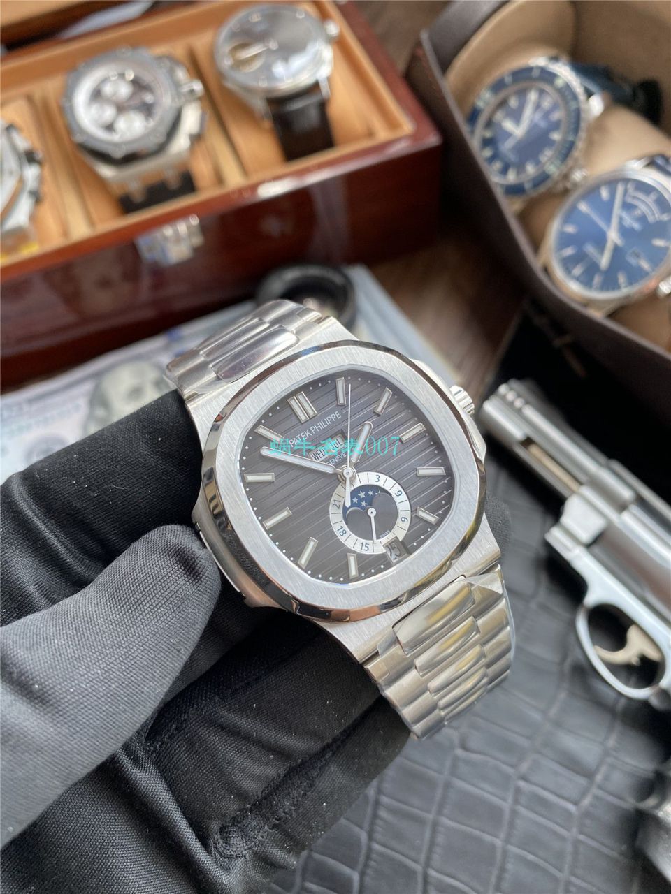 评测V9 Factory 真月相 Replica Watches  PATEK PHILIPPE  Nautilus 5726/1A-010 wrist watches  / BD310