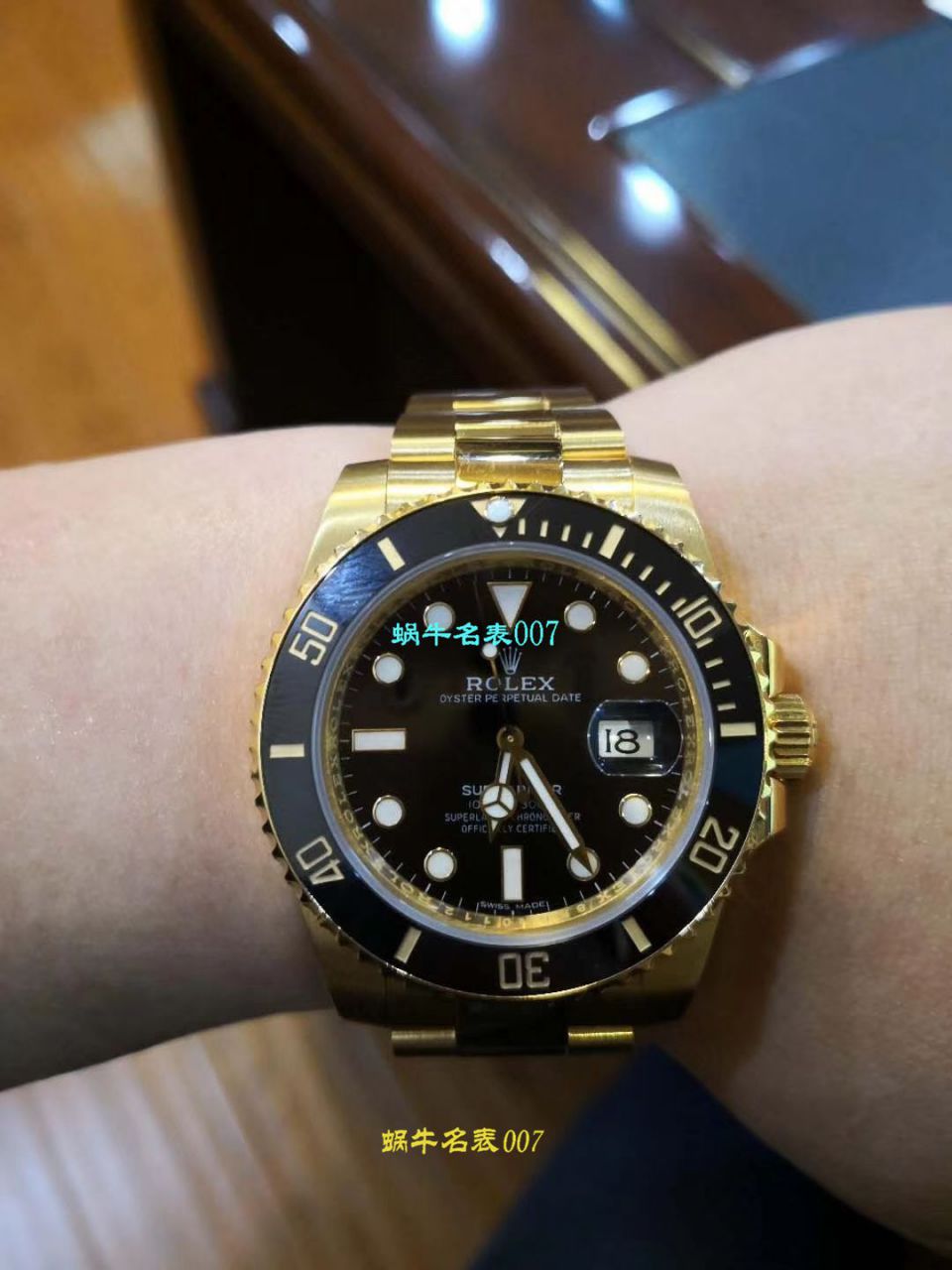 【VR Perfect  High quality  Replica Watches 土豪全18K包金 Submariner ～】 Rolex  Submariner 型系列116618LN-97208 黑盘 wrist watches  / R258
