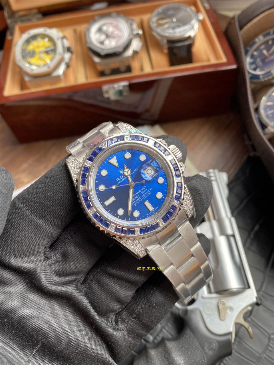 独家【 copy customized 真钻蓝水鬼罗志祥同款】 Rolex  top  Replica Copy  Submariner 型116619LB-97209 Watches  / R620