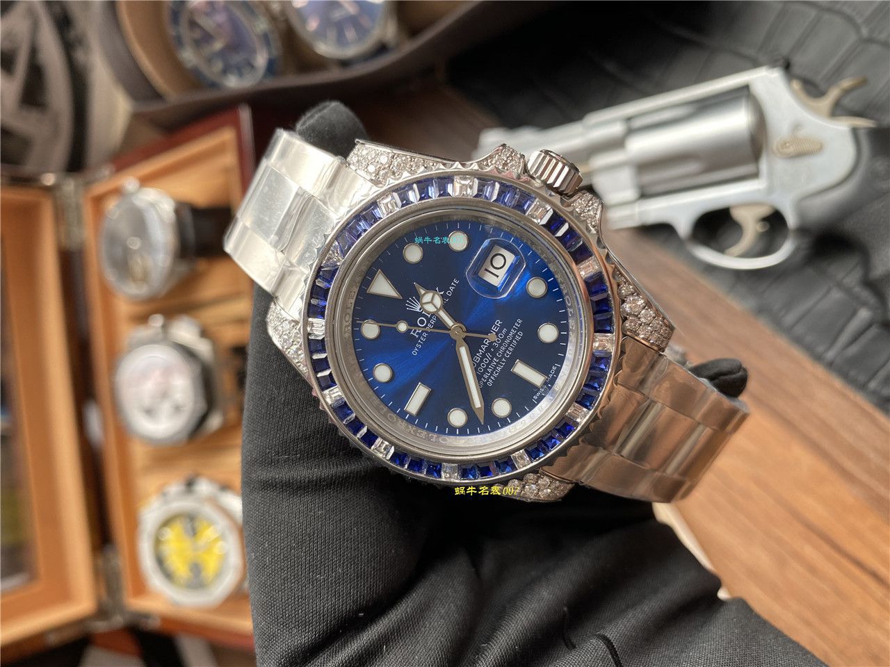 独家【 copy customized 真钻蓝水鬼罗志祥同款】 Rolex  top  Replica Copy  Submariner 型116619LB-97209 Watches  / R620