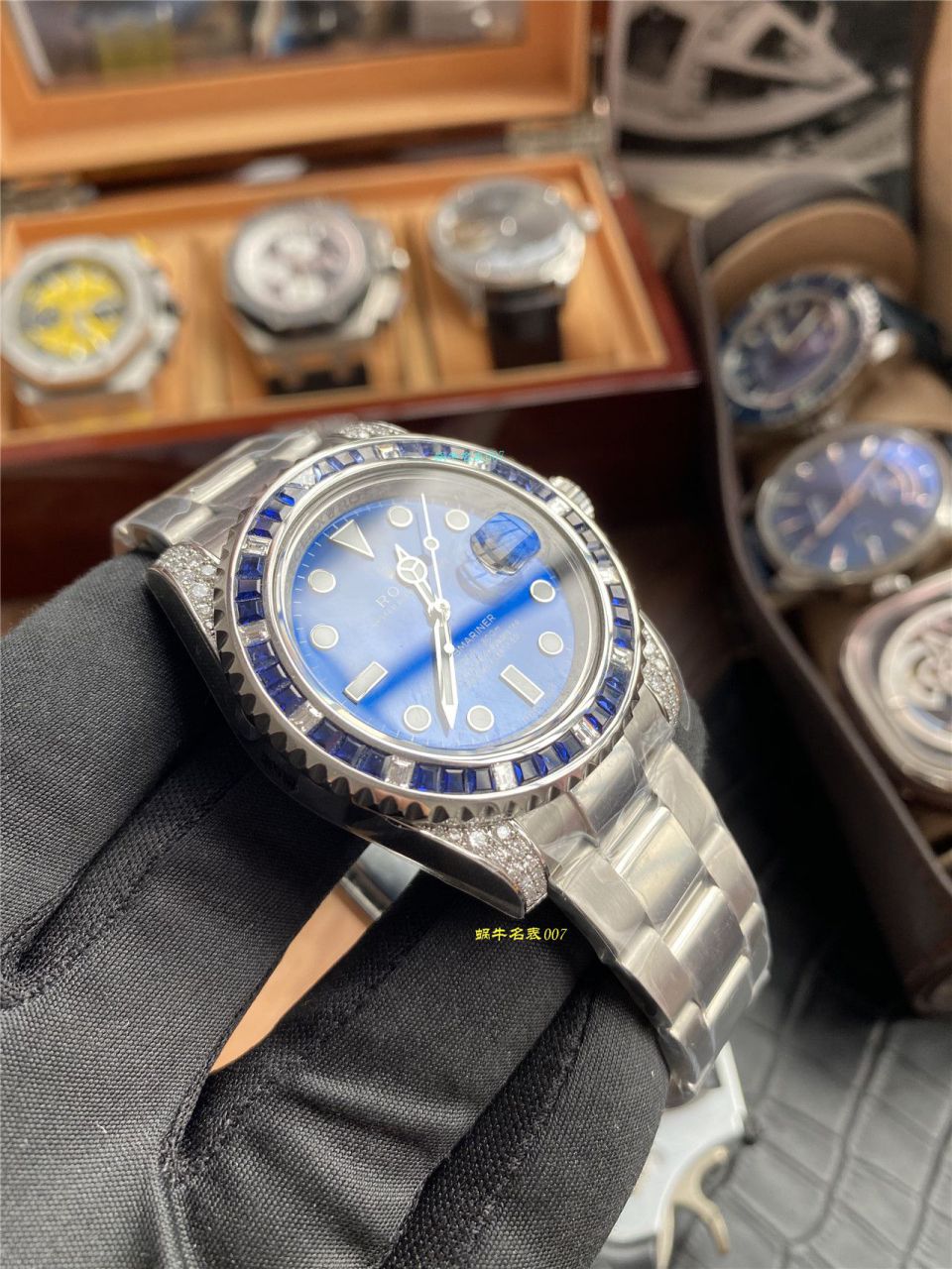 独家【 copy customized 真钻蓝水鬼罗志祥同款】 Rolex  top  Replica Copy  Submariner 型116619LB-97209 Watches  / R620
