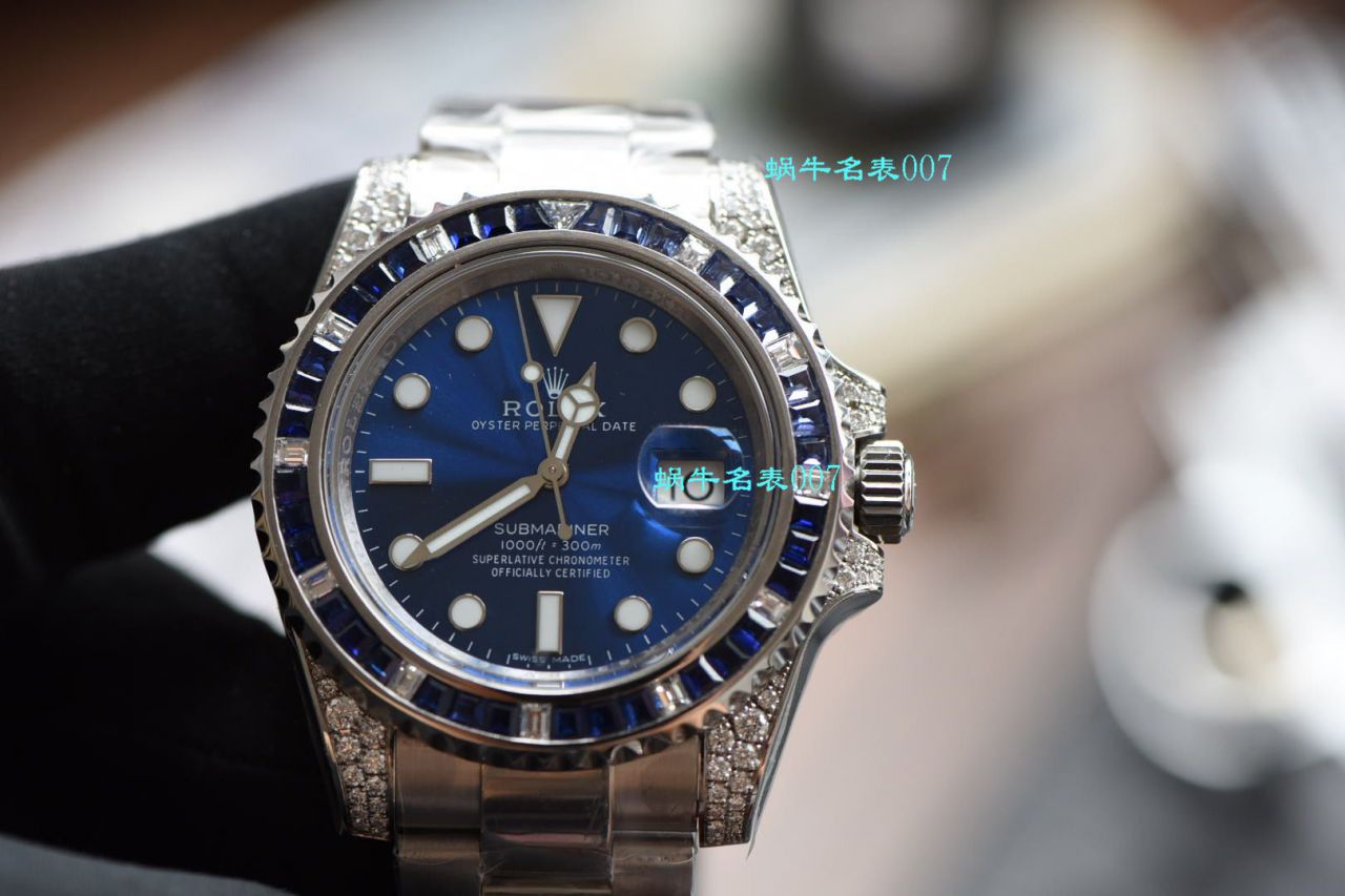 独家【 copy customized 真钻蓝水鬼罗志祥同款】 Rolex  top  Replica Copy  Submariner 型116619LB-97209 Watches  / R620