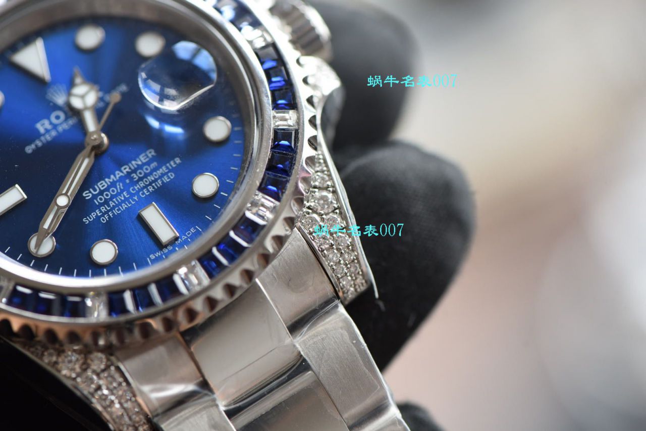 独家【 copy customized 真钻蓝水鬼罗志祥同款】 Rolex  top  Replica Copy  Submariner 型116619LB-97209 Watches  / R620