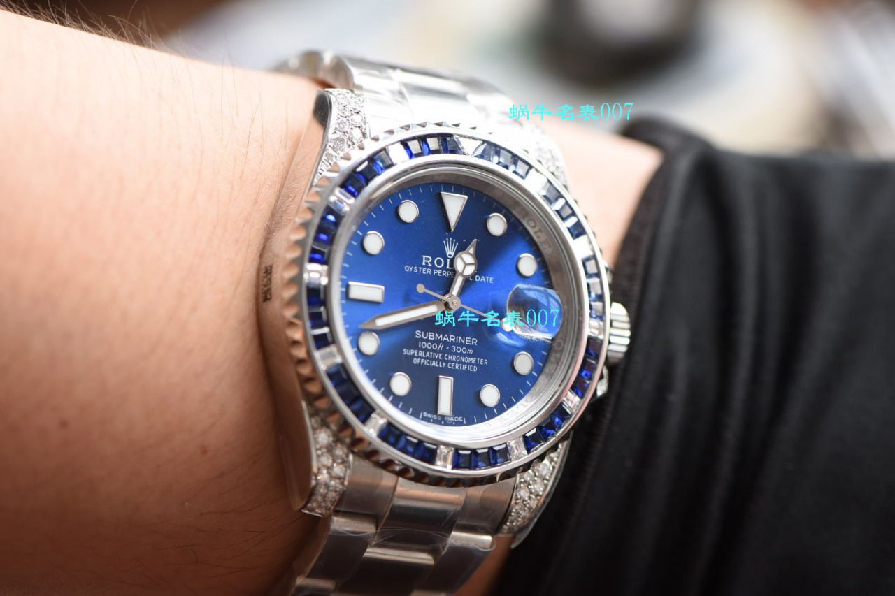 独家【 copy customized 真钻蓝水鬼罗志祥同款】 Rolex  top  Replica Copy  Submariner 型116619LB-97209 Watches  / R620