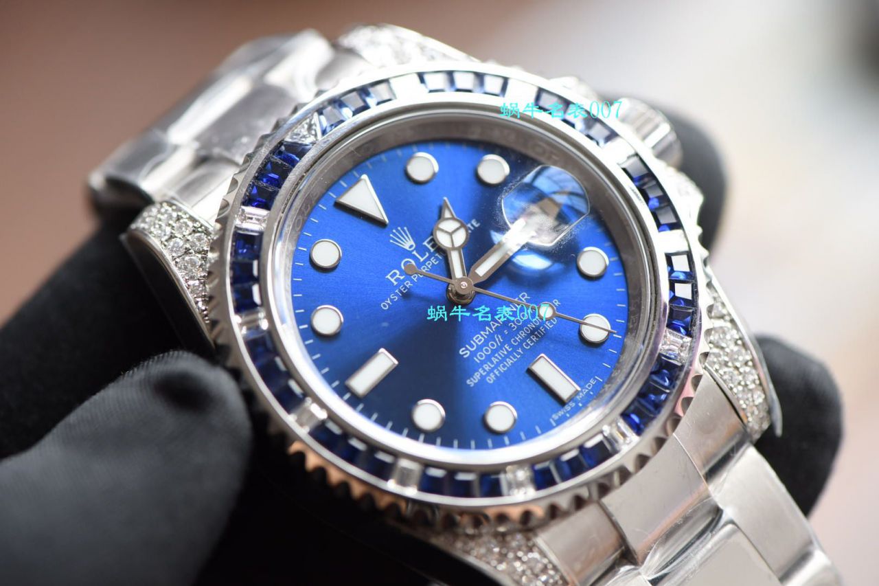 独家【 copy customized 真钻蓝水鬼罗志祥同款】 Rolex  top  Replica Copy  Submariner 型116619LB-97209 Watches  / R620