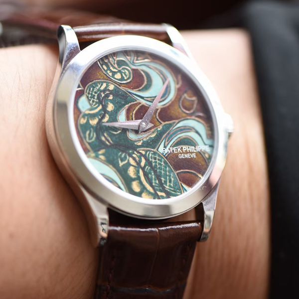 FL Factory  top  Replica Copy  PATEK PHILIPPE 珍稀工艺系列珐琅面5077P-103不丹八色织品 wrist watches 