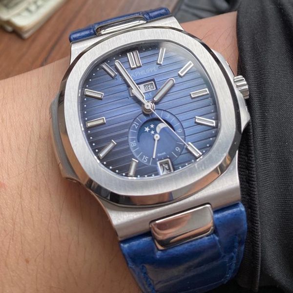 GR Factory  Replica  PATEK PHILIPPE PatekPhilippe Watches 多少钱 Nautilus V2真月相5726/1A-014皮带款