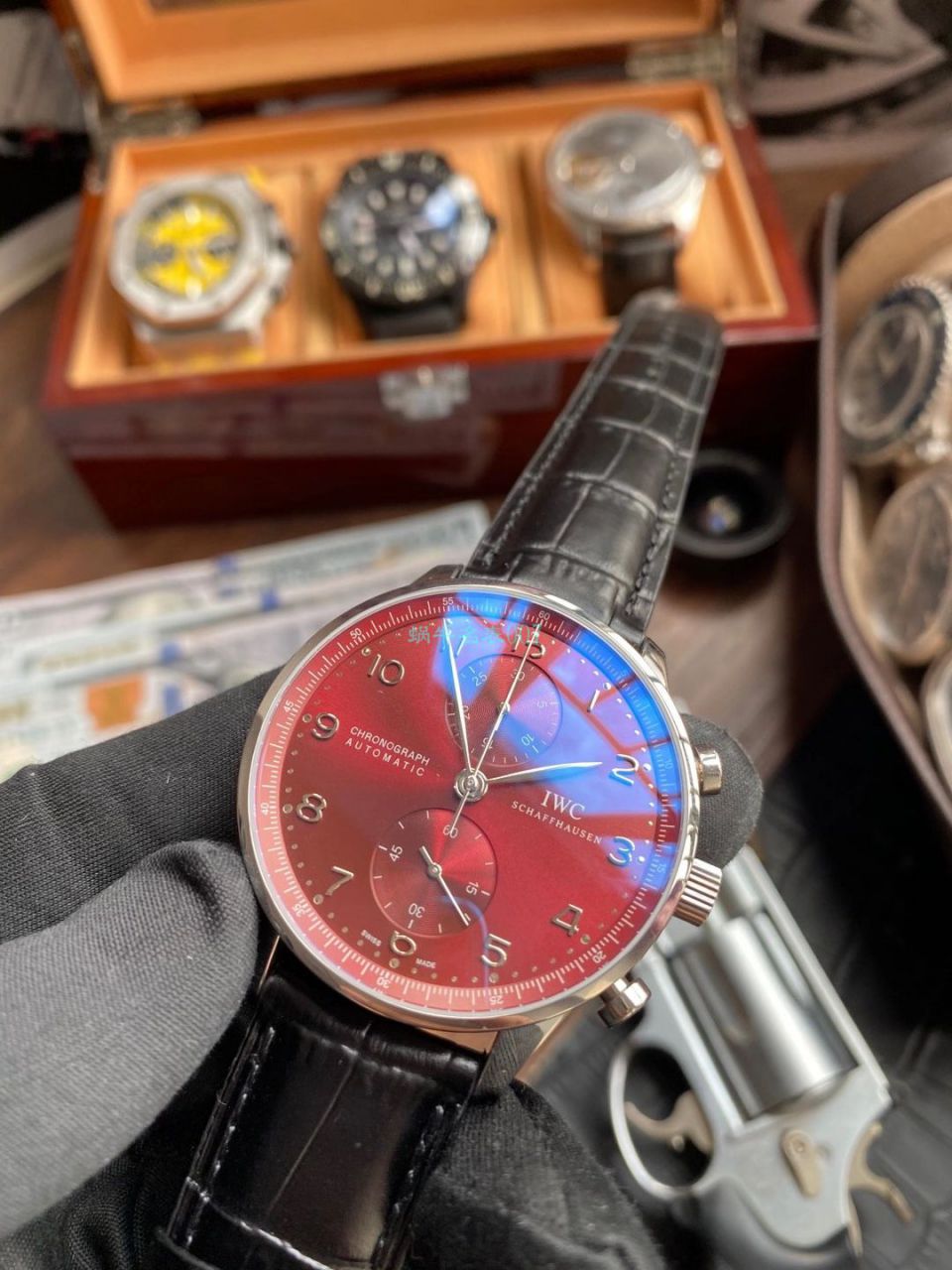YL Factory  IWC 1比1 Knockoff  Watches 酒红面葡萄牙计时IW371616 wrist watches  / WG578