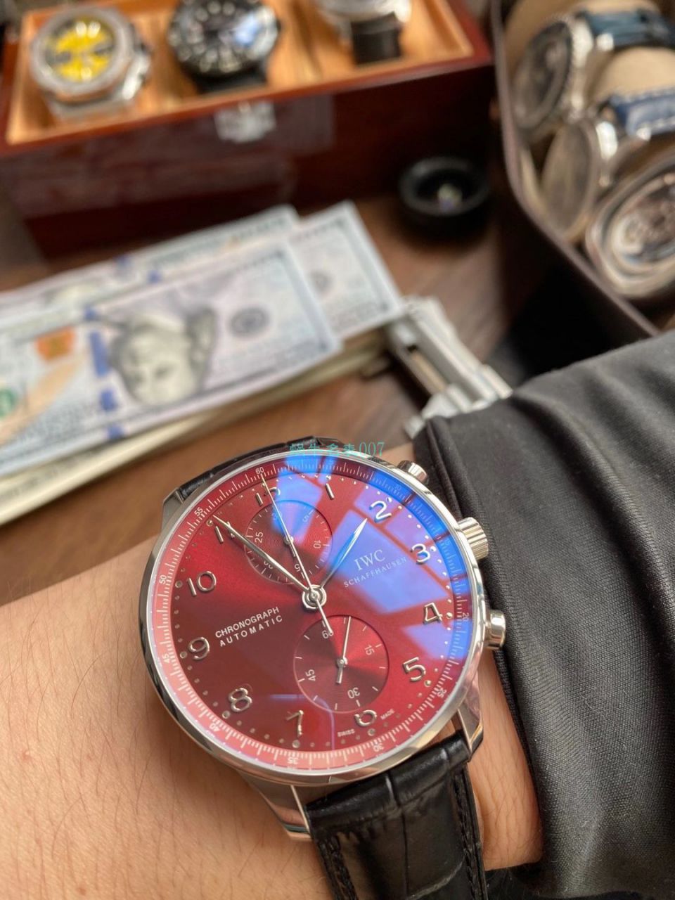 YL Factory  IWC 1比1 Knockoff  Watches 酒红面葡萄牙计时IW371616 wrist watches  / WG578