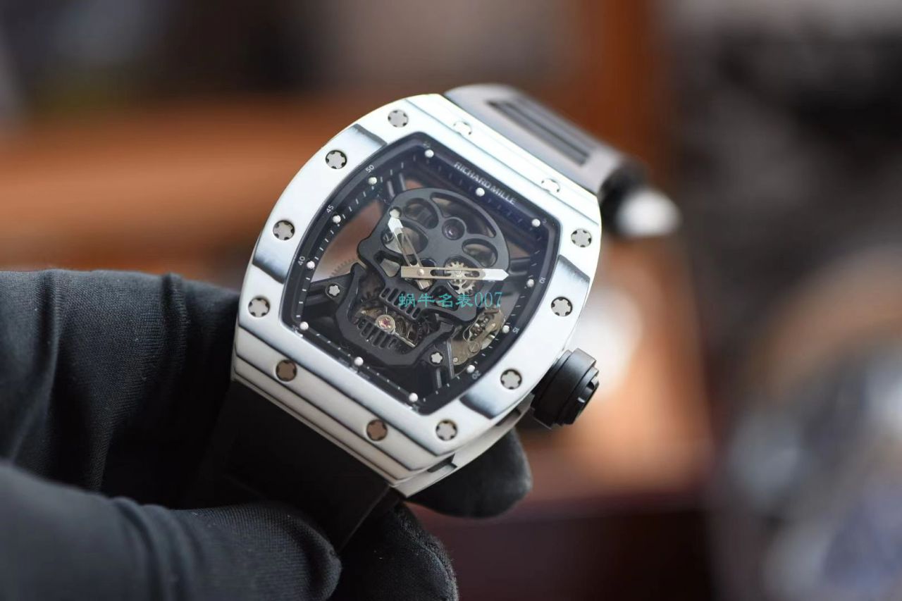 【 Video analysis 】JB Factory  RICHARD MILLE RM52-011比1 Copy  Watches 真 Tourbillon  carbon fiber 骷髅头鬼王 / RM52-01B