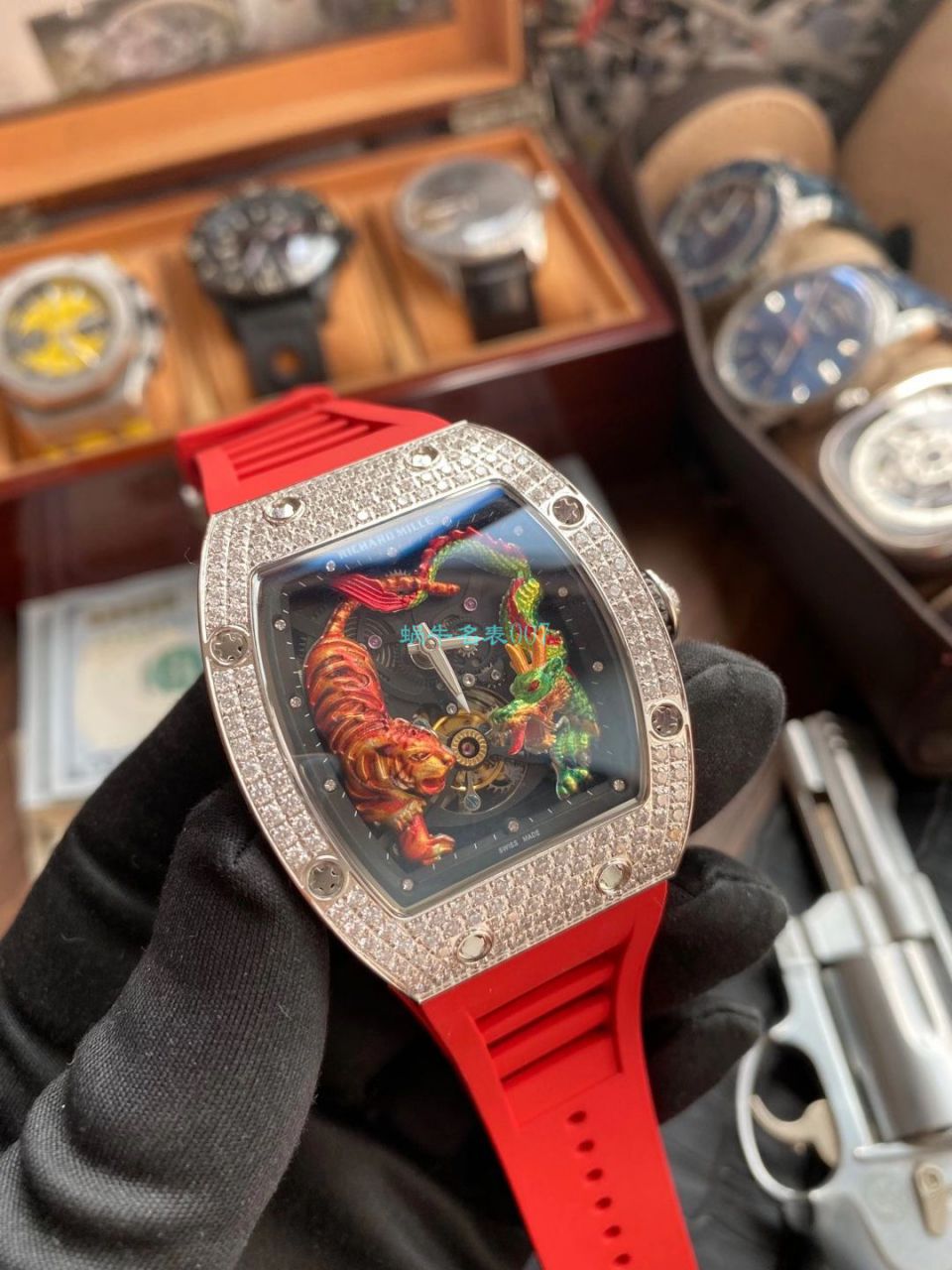  copy customized 款 RICHARD MILLE RM 51-01龙虎满钻真 High quality  Replica  Tourbillon  Watches  / RM 51-01