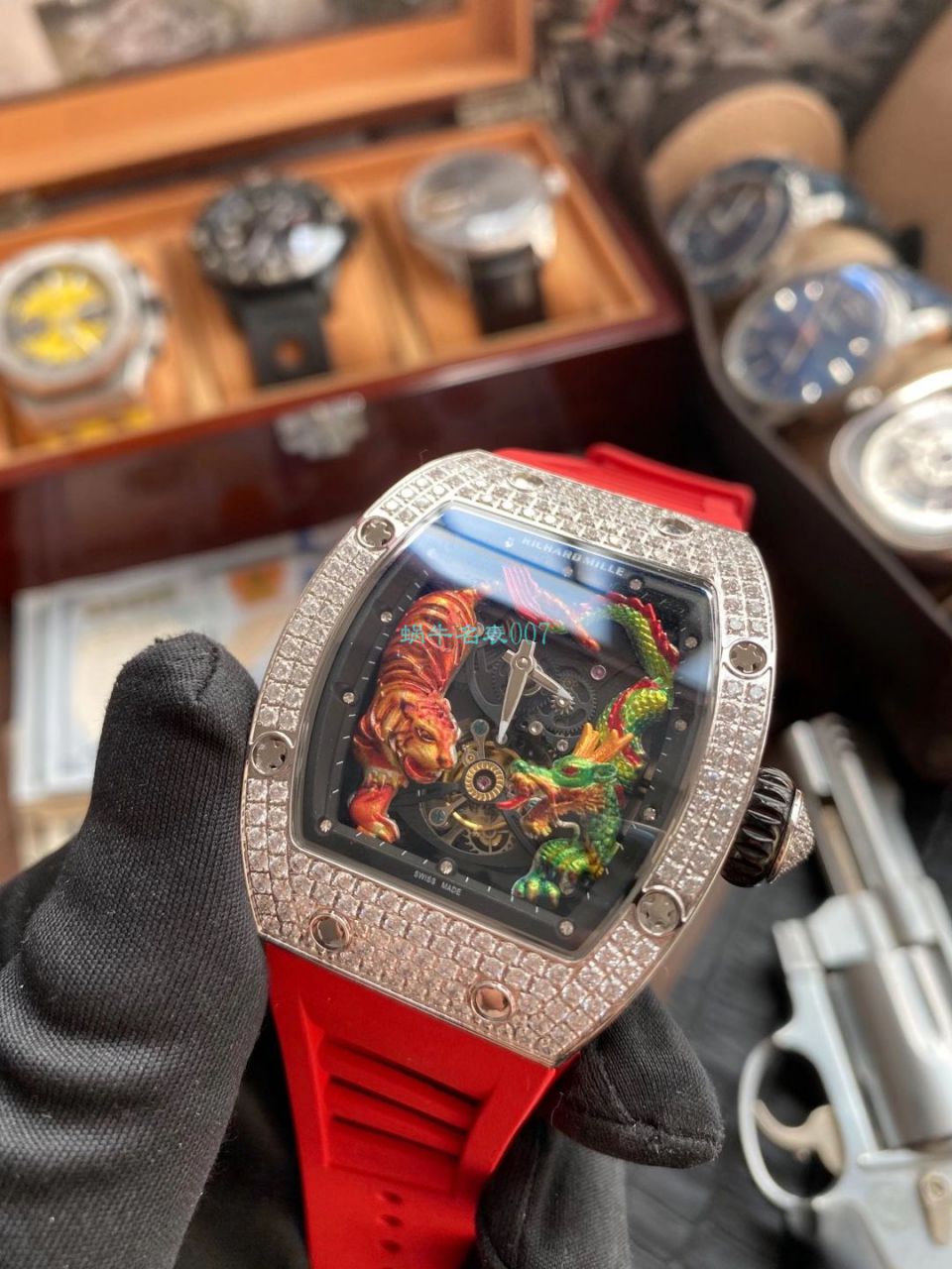  copy customized 款 RICHARD MILLE RM 51-01龙虎满钻真 High quality  Replica  Tourbillon  Watches  / RM 51-01