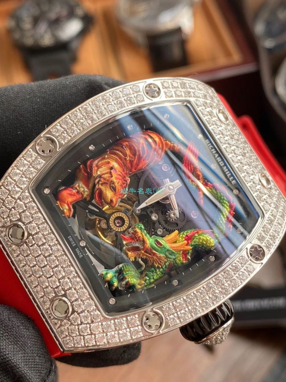  copy customized 款 RICHARD MILLE RM 51-01龙虎满钻真 High quality  Replica  Tourbillon  Watches  / RM 51-01