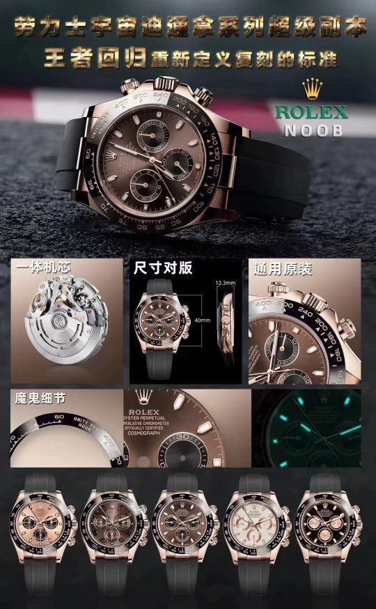 【 Video analysis NOOB Factory  Rolex  Replica Copy  Watches 】N Factory 全新2019年最新款～ Ditongna 咖啡猫超级4130自动机械 Movement  / R373
