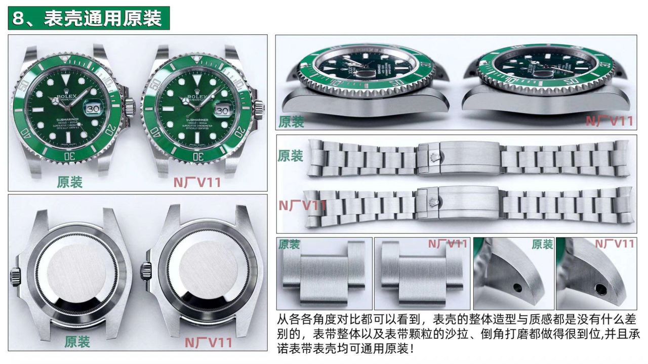 NOOB，N Factory   Rolex  Submariner  Submariner V11版本 Replica Copy 116610LV-97200 Watches  / R661