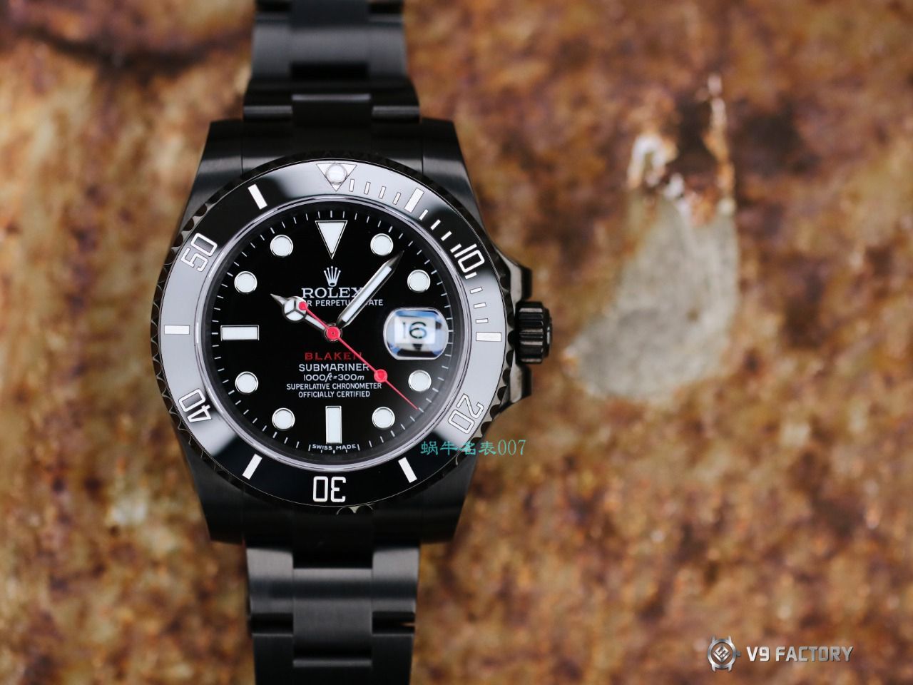 V9 Factory  Rolex 水鬼 top  Replica Watches BLAKEN  SUBMARINER  DATE LV官方同款曜黑改装版 / R670