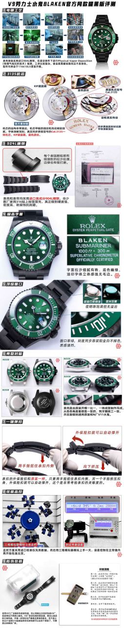 V9 Factory  Rolex 水鬼 top  Replica Watches BLAKEN  SUBMARINER  DATE LV官方同款曜黑改装版 / R670