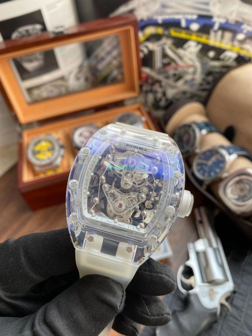 【 Video analysis 】EUR  Factory  RICHARD MILLE  Tourbillon RM056，RM 56-02雪琉璃全透明1比1 Replica Watches  / RM 56-02EUR