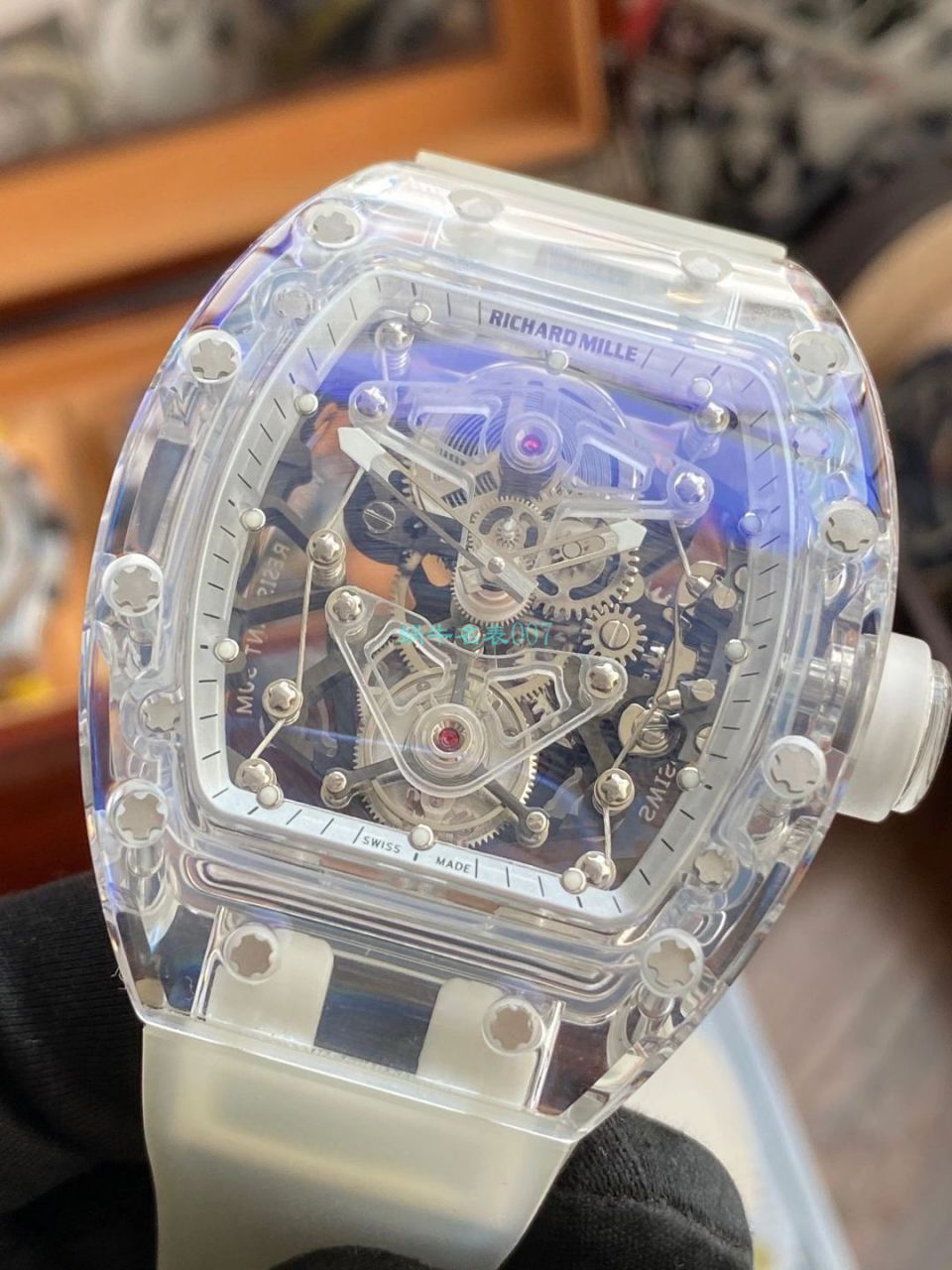 【 Video analysis 】EUR  Factory  RICHARD MILLE  Tourbillon RM056，RM 56-02雪琉璃全透明1比1 Replica Watches  / RM 56-02EUR