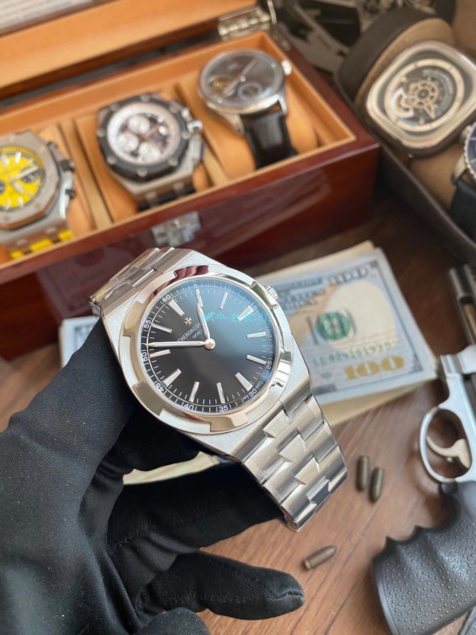 XF Factory Vacheron Constantin   Overseas 1比1 Replica Copy  Watches 海外超薄2000v黑面 / JS233