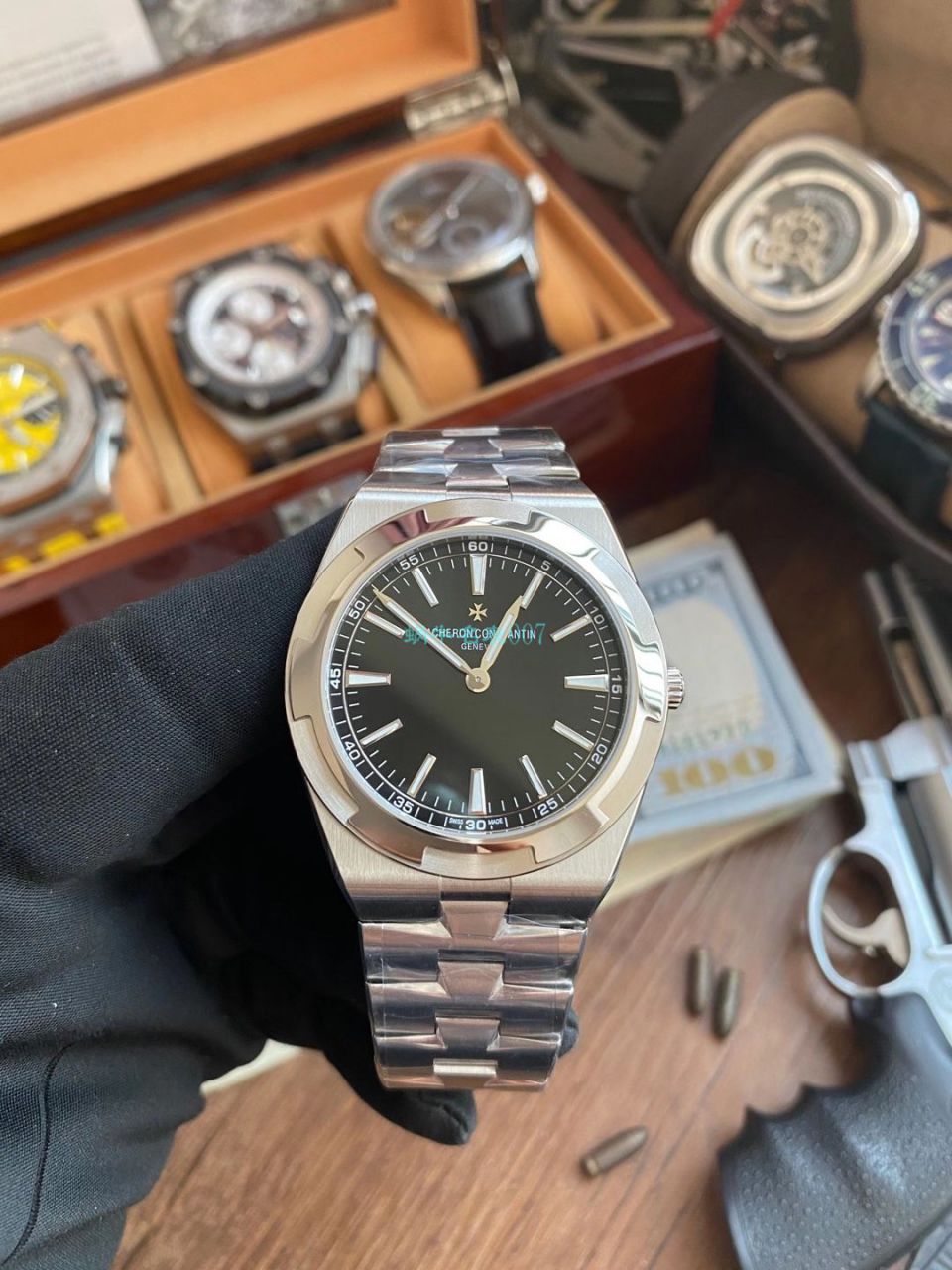 XF Factory Vacheron Constantin   Overseas 1比1 Replica Copy  Watches 海外超薄2000v黑面 / JS233