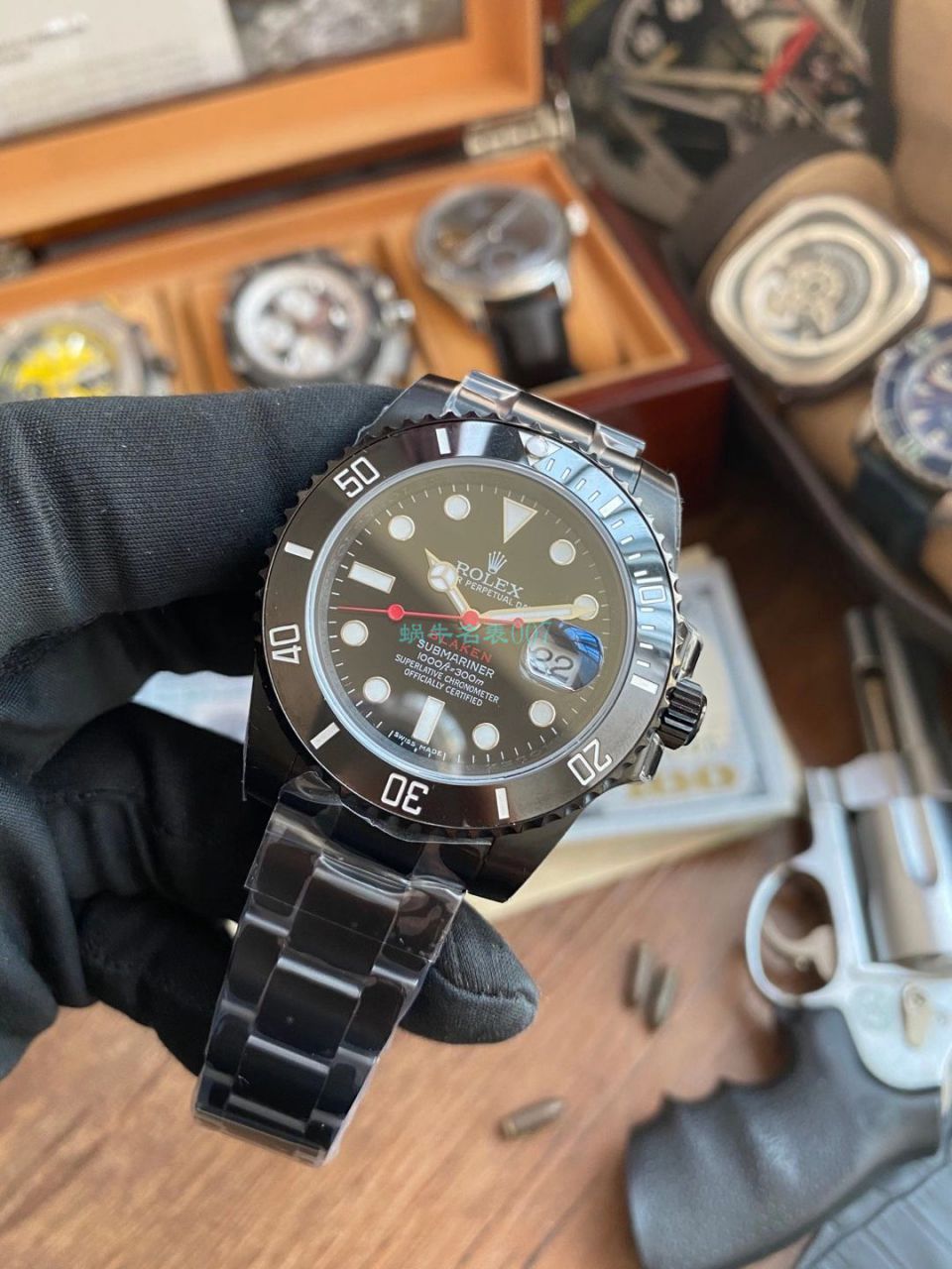 V9 Factory  Rolex 水鬼 top  Replica Watches BLAKEN  SUBMARINER  DATE LV官方同款曜黑改装版 / R670