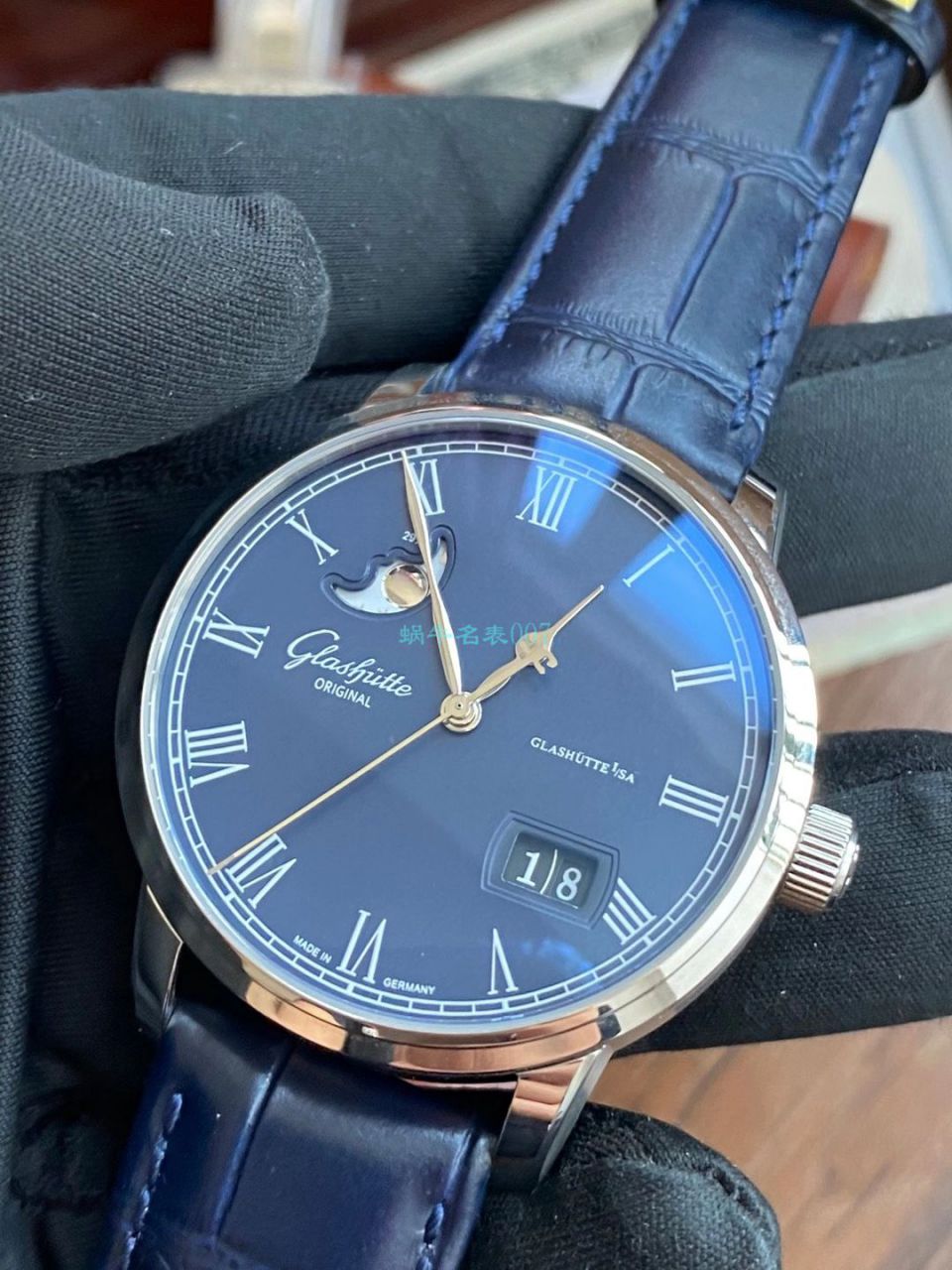 【视频最大的 Replica Watches 网站】V9 Factory glashuette original原创议员月相100-04-05-12-30 wrist watches  / GLA069