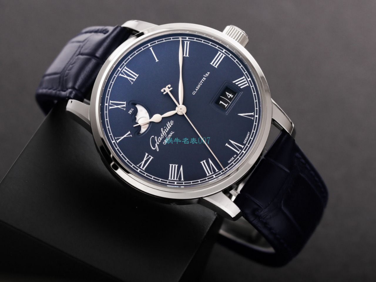 【视频最大的 Replica Watches 网站】V9 Factory glashuette original原创议员月相100-04-05-12-30 wrist watches  / GLA069