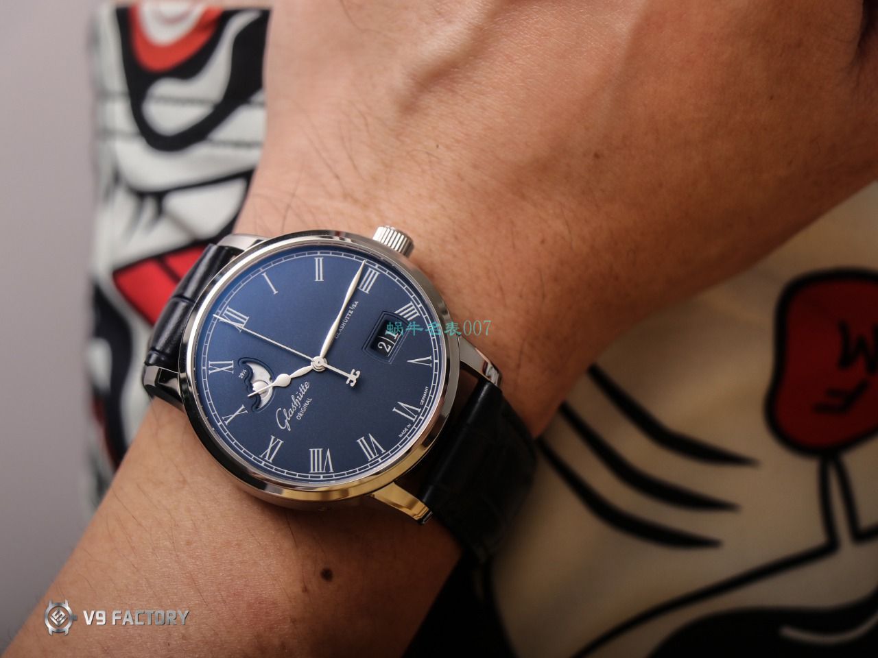 【视频最大的 Replica Watches 网站】V9 Factory glashuette original原创议员月相100-04-05-12-30 wrist watches  / GLA069