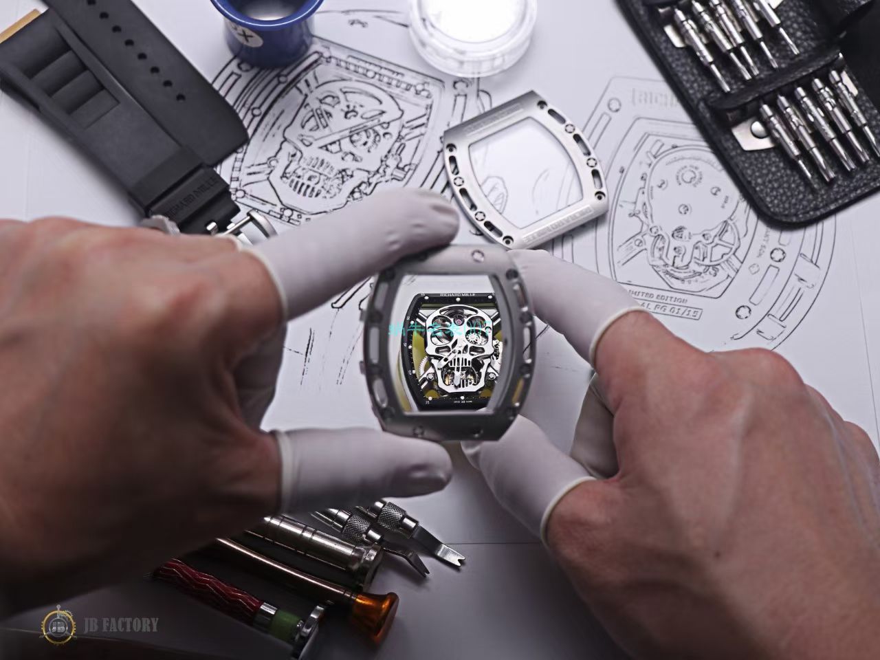 JB RICHARD MILLE RM52-01 top  Replica Copy 真 Tourbillon RICHARD MILLE骷髅头 wrist watches  / JBRM52-01