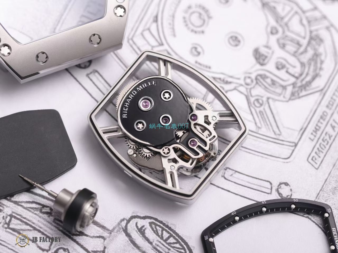 JB RICHARD MILLE RM52-01 top  Replica Copy 真 Tourbillon RICHARD MILLE骷髅头 wrist watches  / JBRM52-01