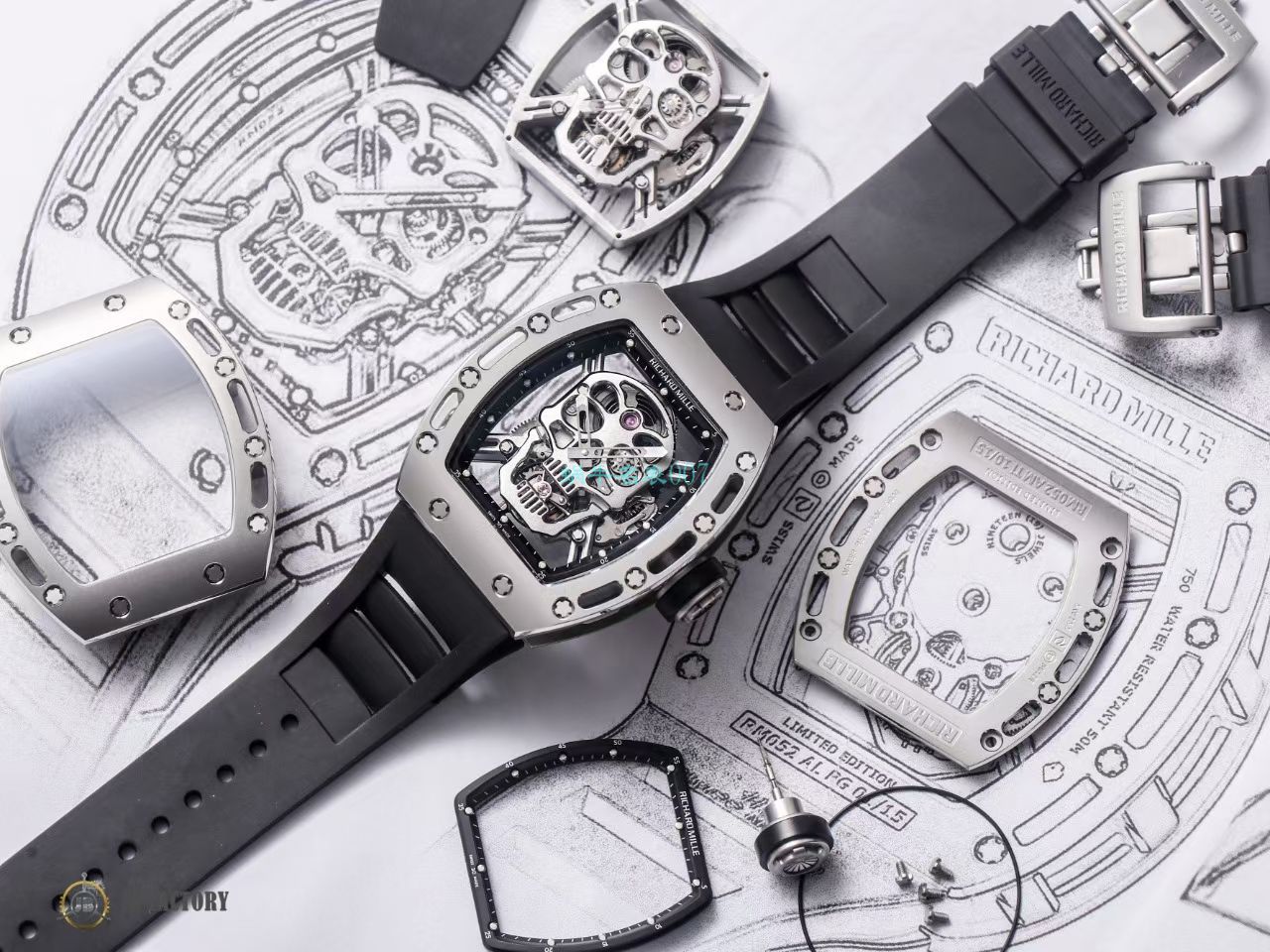 JB RICHARD MILLE RM52-01 top  Replica Copy 真 Tourbillon RICHARD MILLE骷髅头 wrist watches  / JBRM52-01