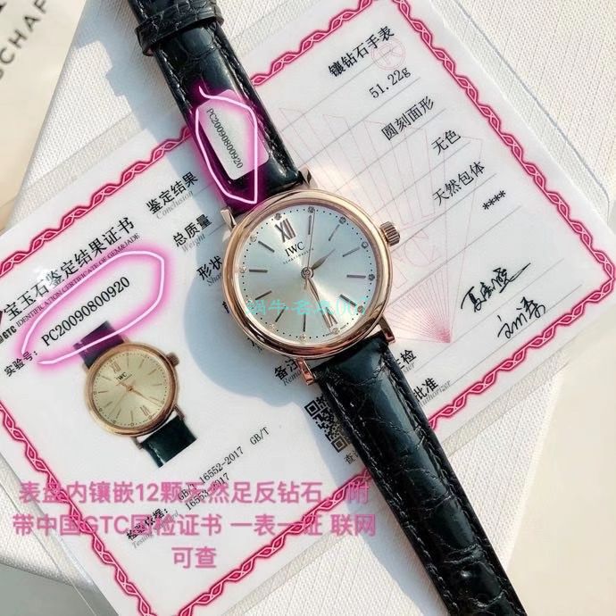 渠道原单IWC IWC 柏涛菲诺系列女装IW357408 wrist watches  / WG597