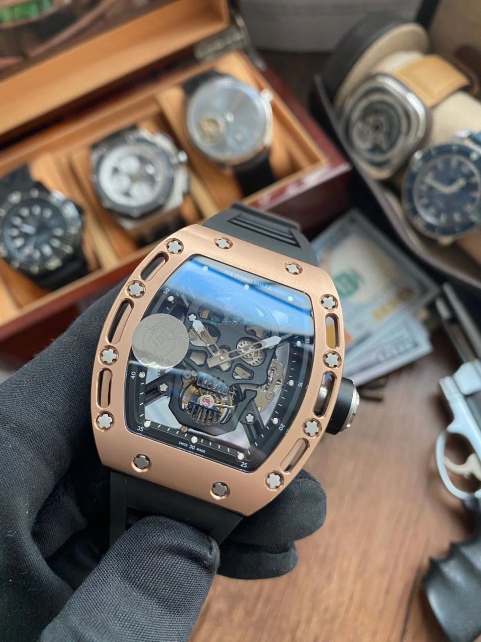 JB Factory  RICHARD MILLE RM52-01真 Tourbillon 1比1 High quality  Replica Watches RICHARD MILLE骷髅头 wrist watches  / RM5201JBJ